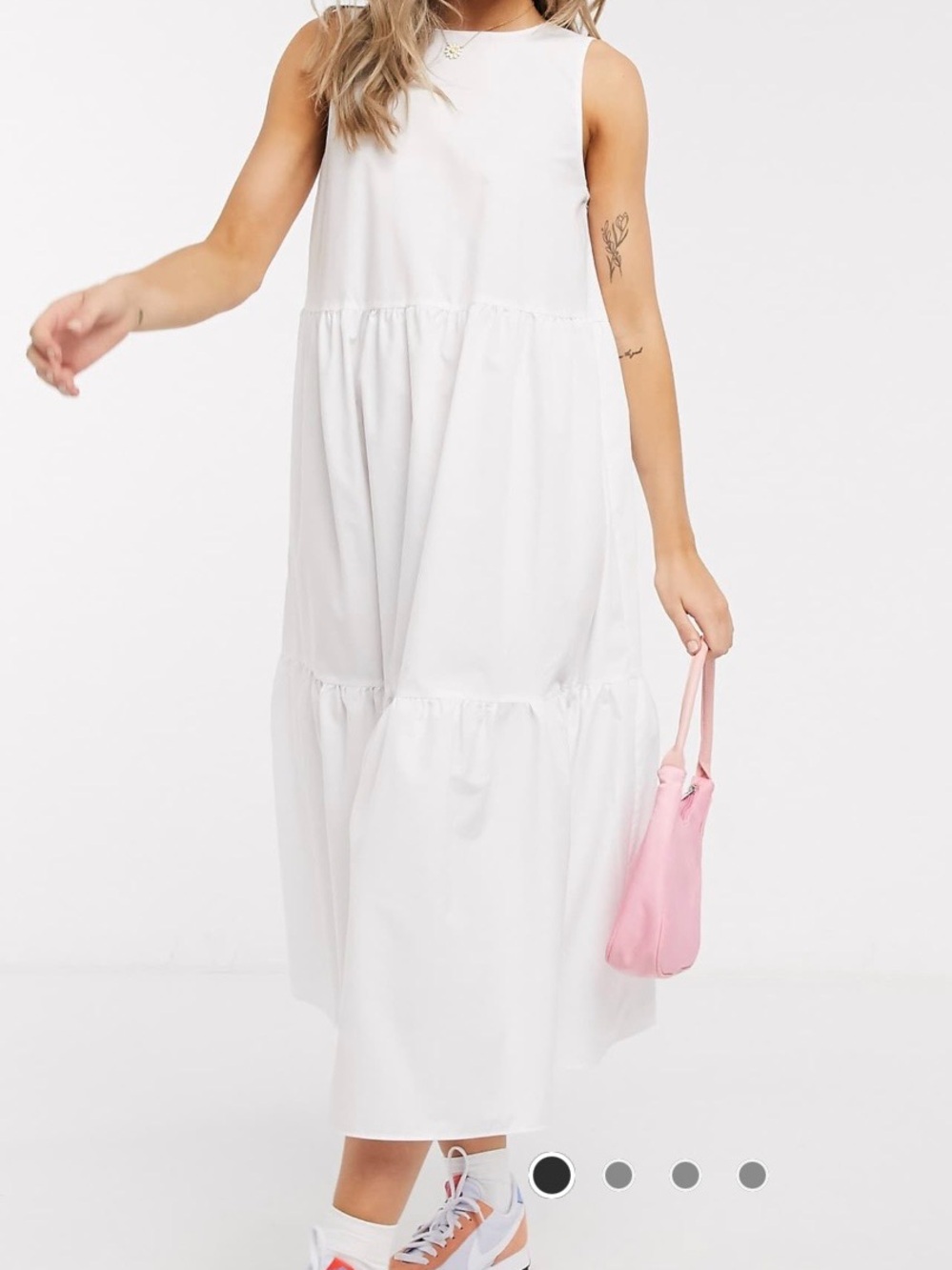 Asos Sleeveless White Tiered Midi Dress - Classic Summer Style
